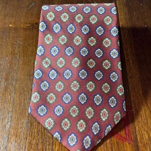 Men's CLASSIC Oscar de la Renta Red Floral Medallion Silk Tie -(124)